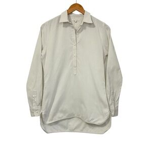 Ann Mashburn Womens Stripe Long Sleeve Popover Tunic Shirt Sz Small Tan White